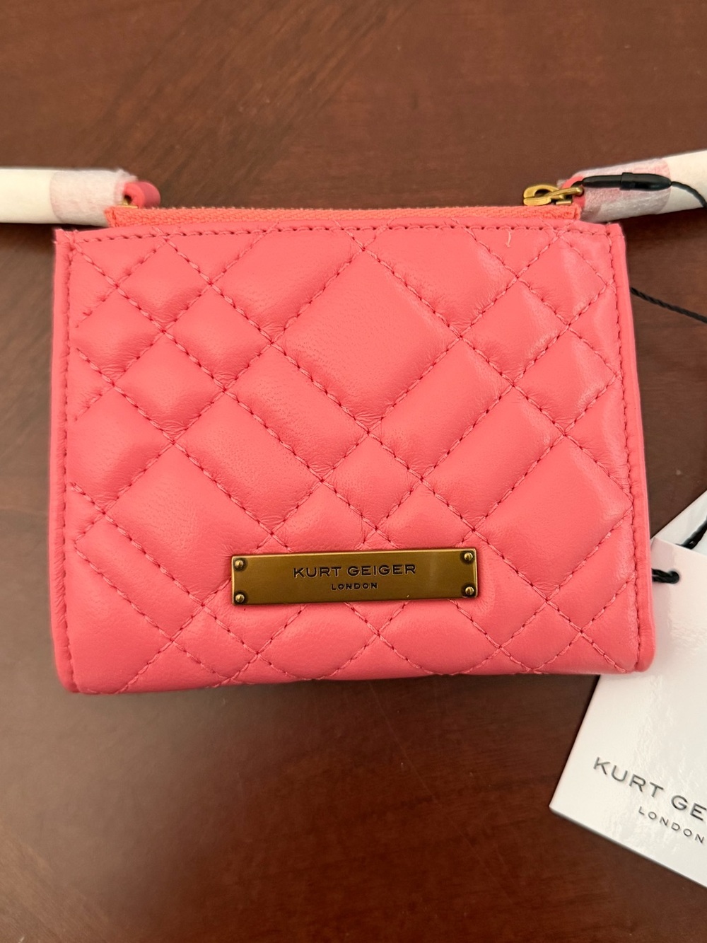 Kurt Geiger London Mini Brixton Wallet Pink/Coral NWT